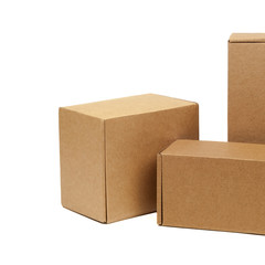 Cardboard boxes for goods on a white background. Different size. Isolated on white background.
