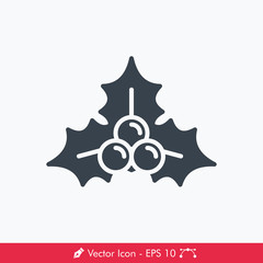 Christmas Holly Icon / Vector