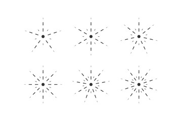 Set of snowflakes from dashed lines