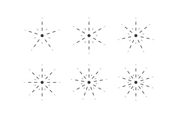 Set of snowflakes from dashed lines