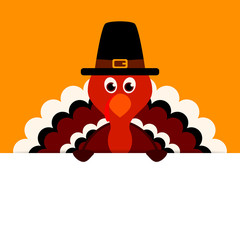 Thanksgiving Turkey Pilgrim Horizontal Banner