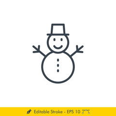 Snowman Icon / Vector - In Line / Stroke Design