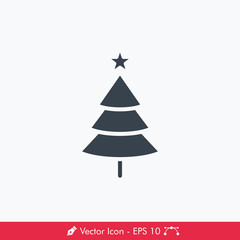 Simple Christmas Tree Icon / Vector