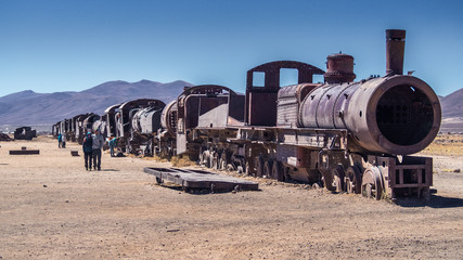 Train Cementery outside of Uyuni village, Salar de Uyuni,Potosi region,Bolivia, South America