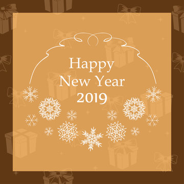 happy new year 2019 - vector greeting card with snowflakes