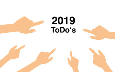 Hände zeigen auf 2019 ToDo's