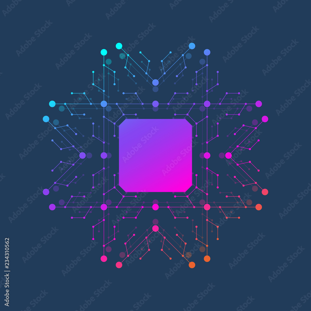 Aufkleber Chip vector illustration icon - computer chip symbol or design element. Computer chip or microchip processor for Artificial Intelligence, AI concept.