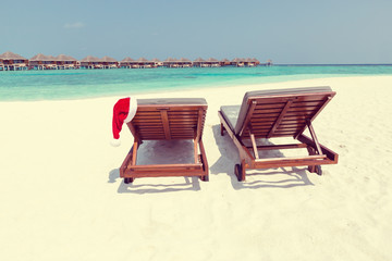 Christmas tropical celebration on winter vacation