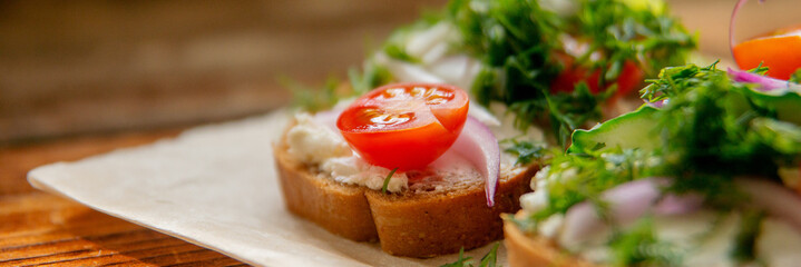 Wholesome sandwich with cheese, garden radish -Healthy Eating