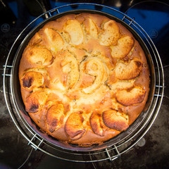 homemade apple cake with almonds