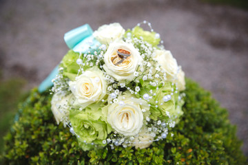 wedding bouquet of white roses