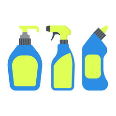 Detergent. Spray. Vector illustration. EPS 10. Set, detergent for cleaning offices, houses, schools and restaurants.