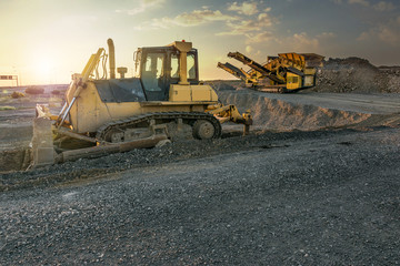 Quarry extracting stone for the construction of a road