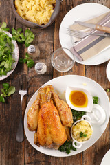 roasted chicken, mashed potato and sauce