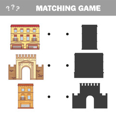 Find the correct shadow. Educational matching game for children. Cartoon vector