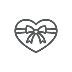 Heart tied with ribbon and bow line icon with editable stroke.