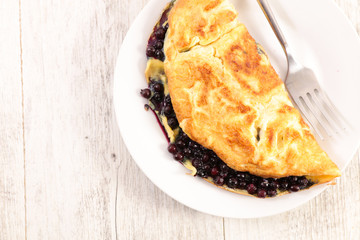 blueberry omelet, top view