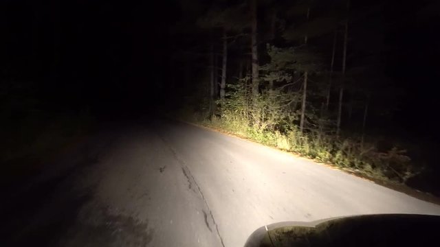 4K Driving Car on Road way in Night Dark, View of a Driver Traveling in Traffic in the Evening, Low Visibility on the Road, Pov