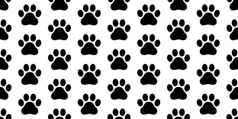 Naklejka na ściany i meble dog paw seamless pattern footprint vector french bulldog tile background repeat wallpaper scarf isolated white