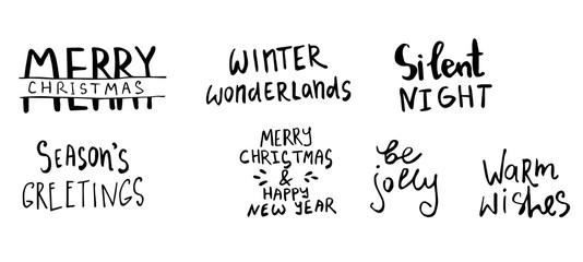 Set of Christmas lettering handwritten