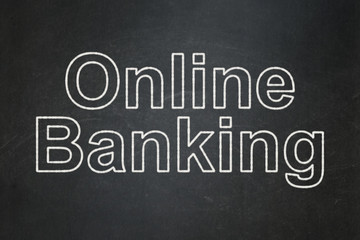 Fototapeta na wymiar Business concept: text Online Banking on Black chalkboard background