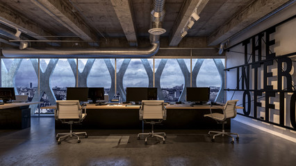 Modern office or coworking space interior