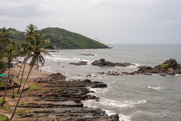 Fototapeta na wymiar Relaxation zones at Vagator Beach in Goa India