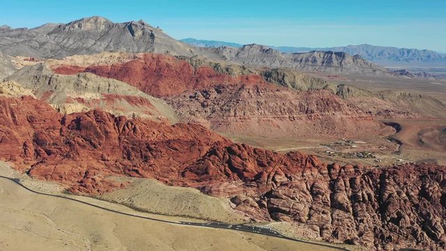 Aerial Footage of Colorful Rock Formations in Red Rock Canyon, Nevada