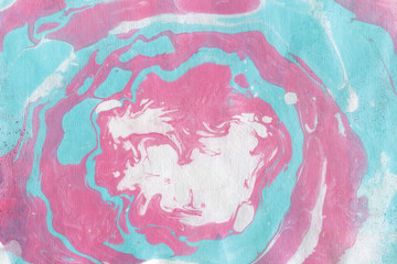 Colorful marble ink paper texture on white background. Chaotic abstract organic design. Bath bomb waves.