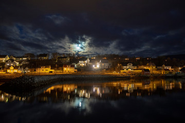 Naklejka na ściany i meble Moonlight in Brønnøysund municipality, Nordland county