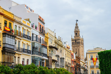 Fototapeta na wymiar historic buildings along the Plaza de San Francisco in Seville, Spain