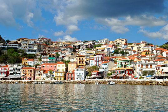 Paxos harbour houses built on the hill