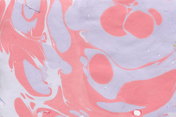 Colorful marble ink paper texture on white background. Chaotic abstract organic design. Bath bomb waves.