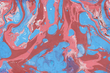 Colorful marble ink paper texture on white background. Chaotic abstract organic design. Bath bomb waves.