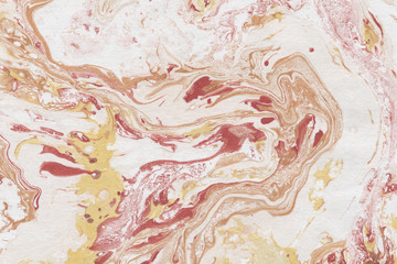 Colorful marble ink paper texture on white background. Chaotic abstract organic design. Bath bomb waves.