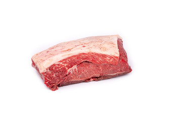 Piece of fresh raw horse meat isolated on white background