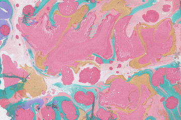 Colorful marble ink paper texture on white background. Chaotic abstract organic design. Bath bomb waves.