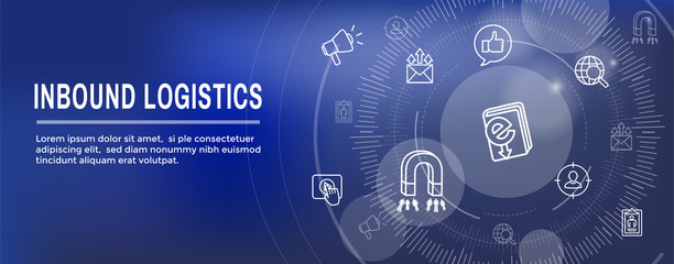 Digital Inbound Marketing Web Banner with Vector Icons with CTA, Growth, SEO, etc