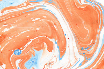 Colorful marble ink paper texture on white background. Chaotic abstract organic design. Bath bomb waves. © artistmef