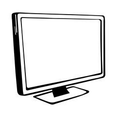 monito cartoon vector and illustration isolated on white background. black and white, hand drawn, sketch.