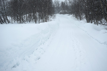 Fototapeta na wymiar Countryside winter road.