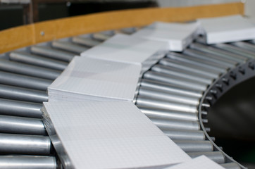 Print shop (press printing) - Finishing line. Post press finishing line machine: cutting, trimming,...
