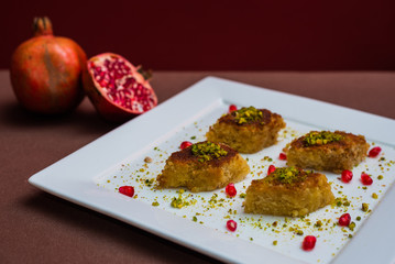 Namoura or Basbousa, a syrup soaked arabic semolina cake 