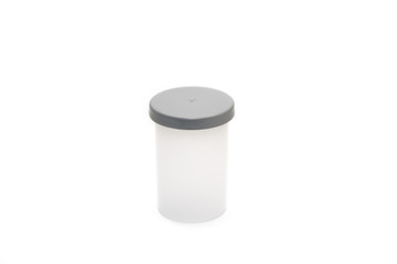 Plastic container on white background