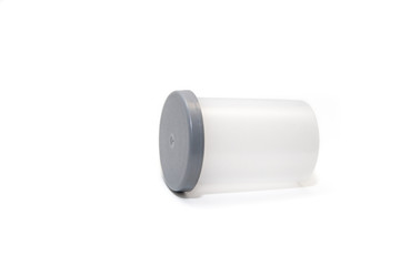 Plastic container on white background