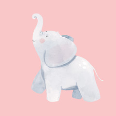 Naklejka premium Ilustracja słoniątka akwarela