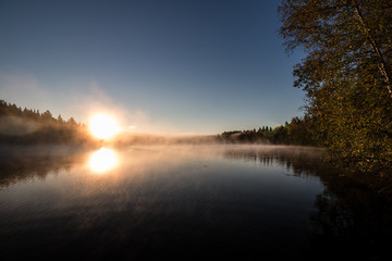 sunrise over a lake