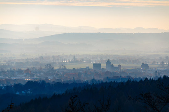 Rinteln im Sonnen untergang