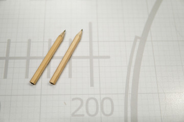 The drawing table and pencil Technical Concept drawing