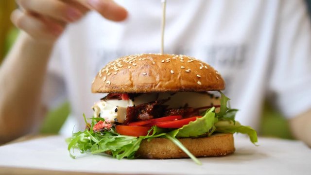 Closeup Of Cooking Vegan Burger.